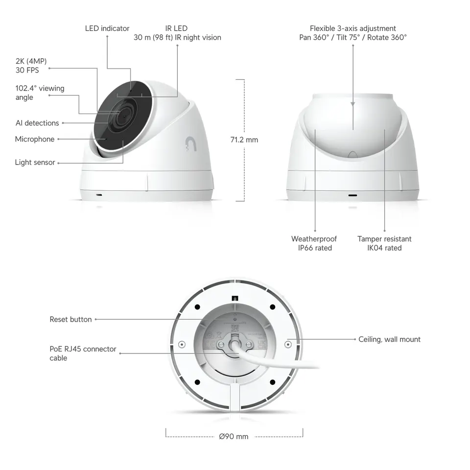 Camara de Seguridad Ubiquiti UVC-G5-Turret-Ultra 2K Visión Nocturna Camara de Seguridad Ubiquiti UVC-G5-Turret-Ultra
